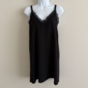 Zara Black Lace Mini Slip Dress Womens Small Gothic Fairy Monochrome Elegant